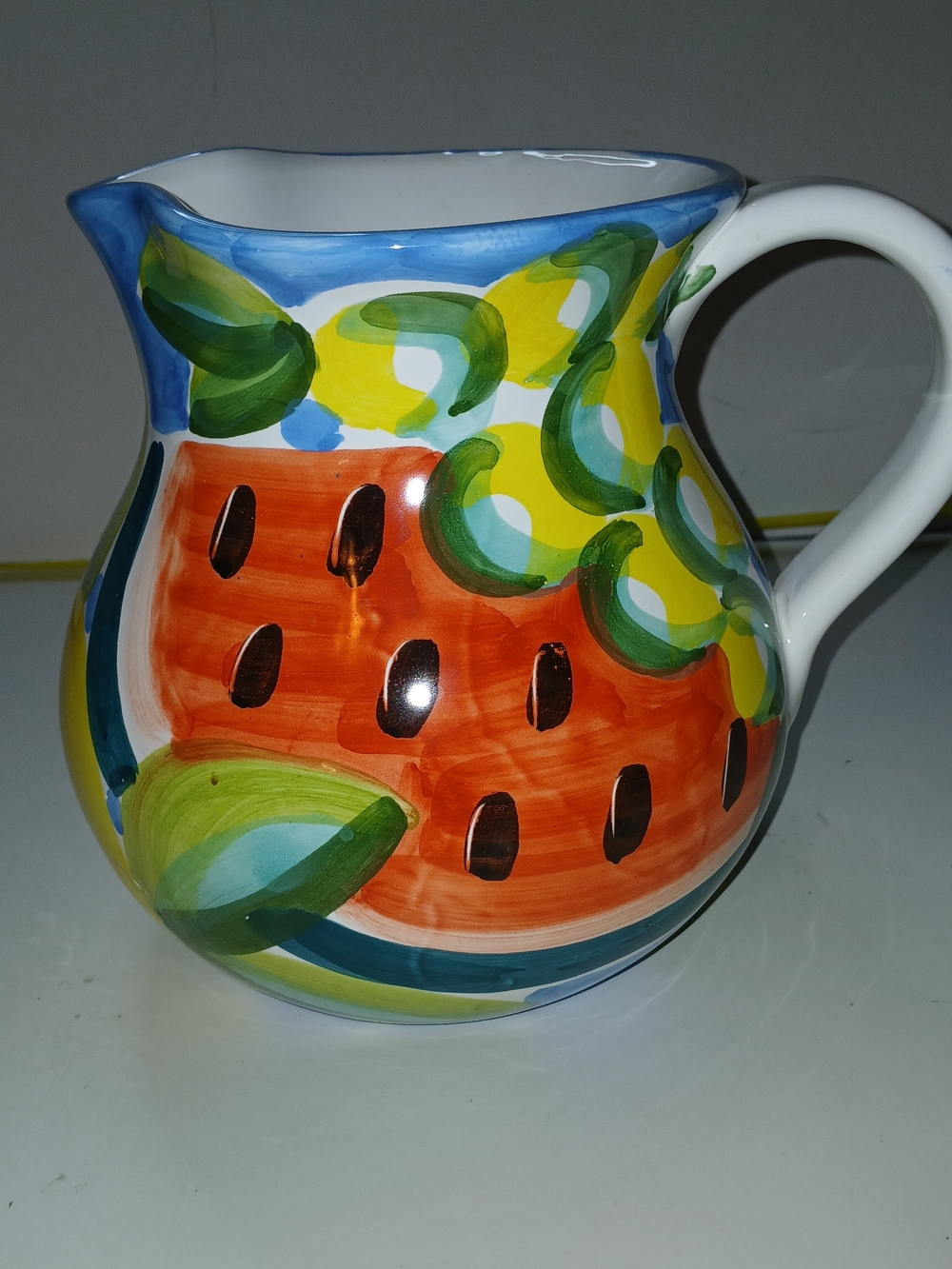 Hand-Painted Ceramic Fruit Pitcher in Multiple Colors
